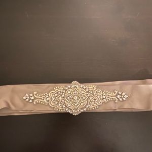 Lazaro Swarovski Crystal and Pearl Sash